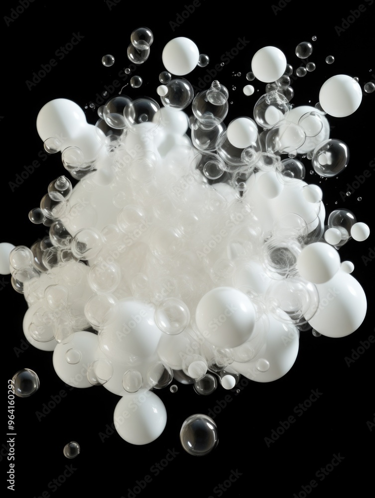 Aufkleber a bunch of white bubbles floating in the air. the bubbles are all different sizes and shapes, creati