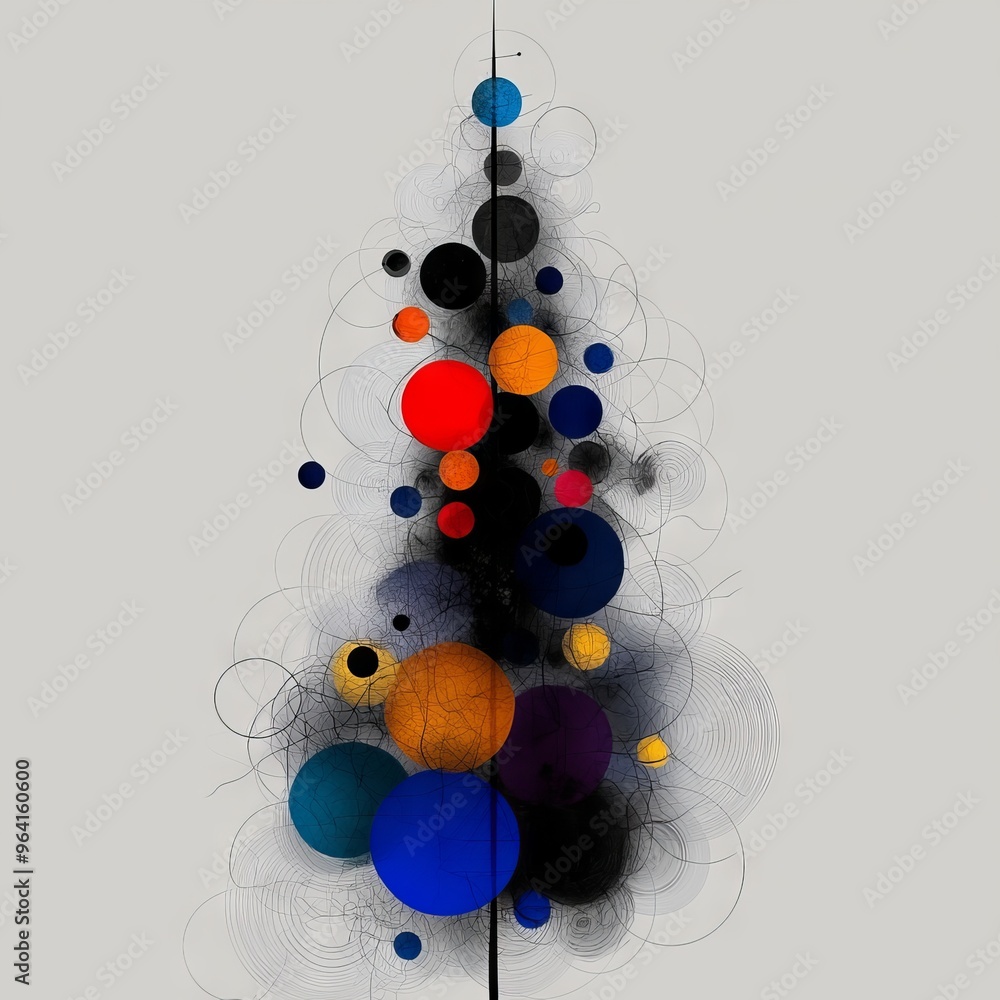 Poster abstract colorful circles and lines pattern art