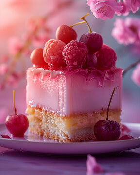 Closeup piece of cupcake with berries