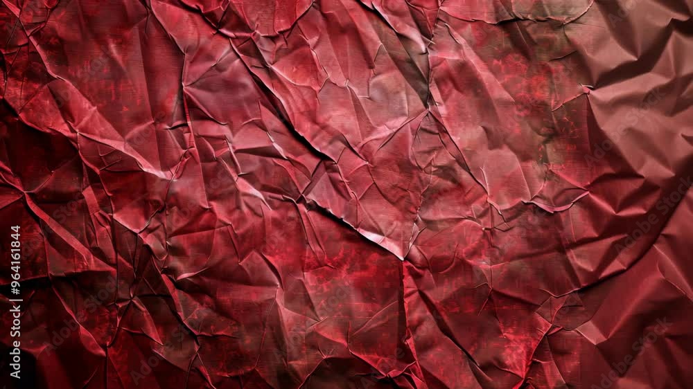 Poster textured crimson background with deep creases highlighting unique patterns and shadows