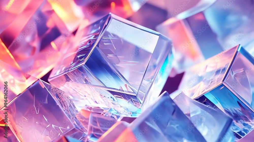 Poster colorful ice cubes create a mesmerizing display of light and texture in a creative setting