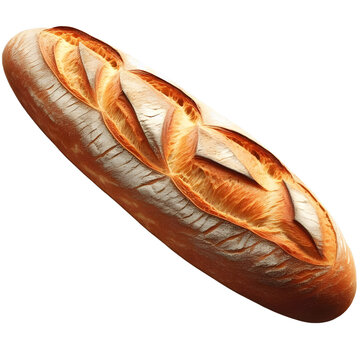 recommend clip art: French baguette with a rustic, crispy texture on transparent background.