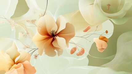 A painting of a flower with a green background. The painting is full of life and color, with the flowers appearing to be in motion. The overall mood of the painting is one of joy and happiness