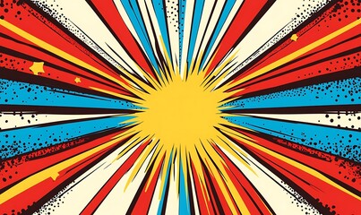 Fototapeta premium colorful comic book radial rays, lines. Comics background with motion, speed lines. Pop art style
