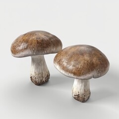 Shiitake Mushroom white background, 3D Rendering, isometric
