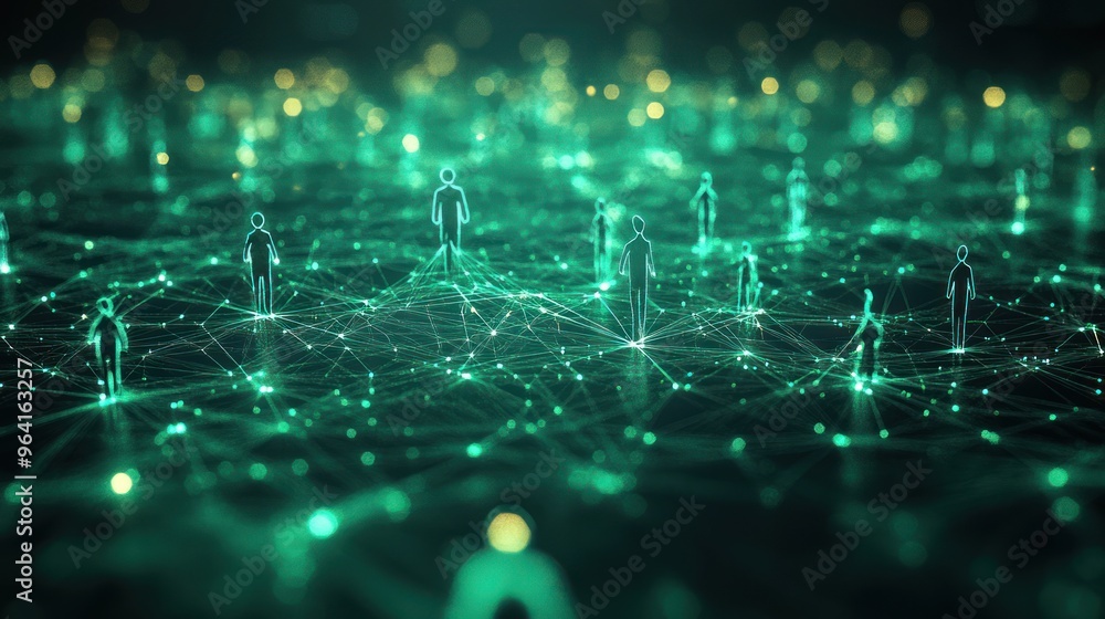 Aufkleber digital representation of interconnected people in a network.