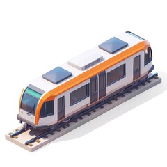 Fototapeta premium Train icon white background, 3D Rendering, isometric