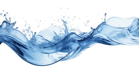 A dynamic splash of water showcasing fluid motion and clarity isolated on white background