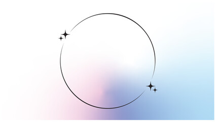 Minimalist pastel background with black circle frame with stars and copy space for elegant and dreamy design