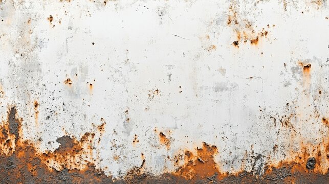 White metal panel with patches of rust and peeling paint..