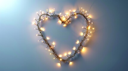 Obraz premium A heart made of realistic twinkling fairy lights on a white background.