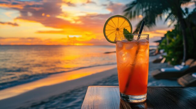 summer cocktails on luxury tropical beach resort at sunset exotic summer drinks