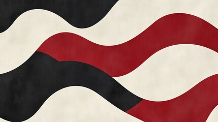 Abstract Wavy Stripes in Black, White, and Red, abstract art, digital art, graphic design