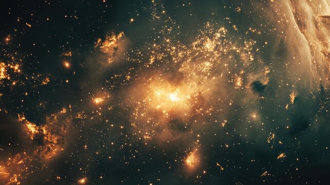 Shimmering glow of celestial bodies in space