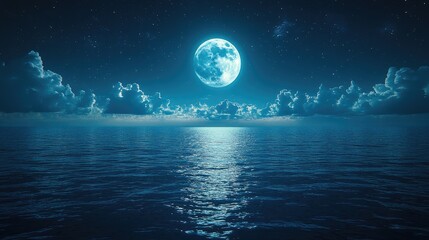 Full Moon Over The Ocean