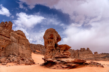 The Tadrart Rouge means Red Mountain. It is a mountain range in southeastern Algeria. The area has a rich array of rock art.