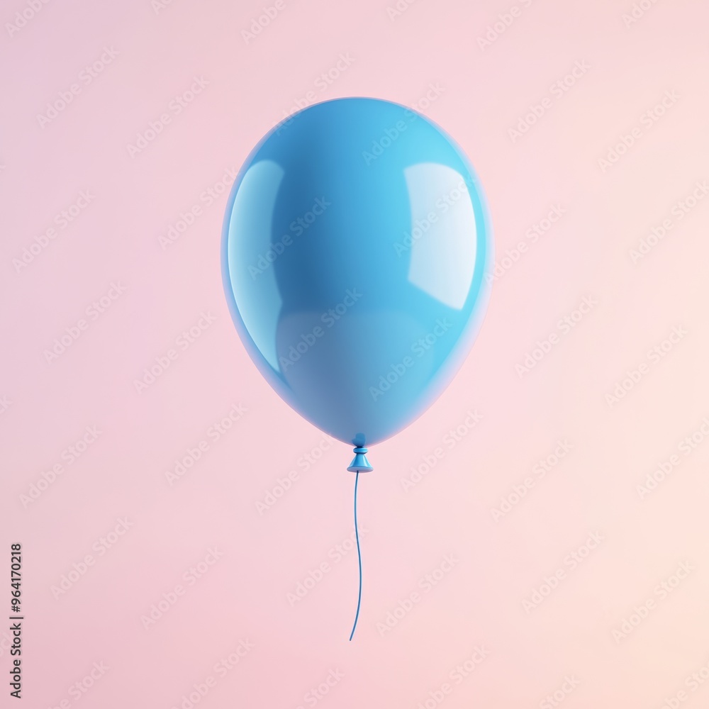 Poster a realistic 3d render of a blue balloon with a glossy finish, floating against a minimalist gradient