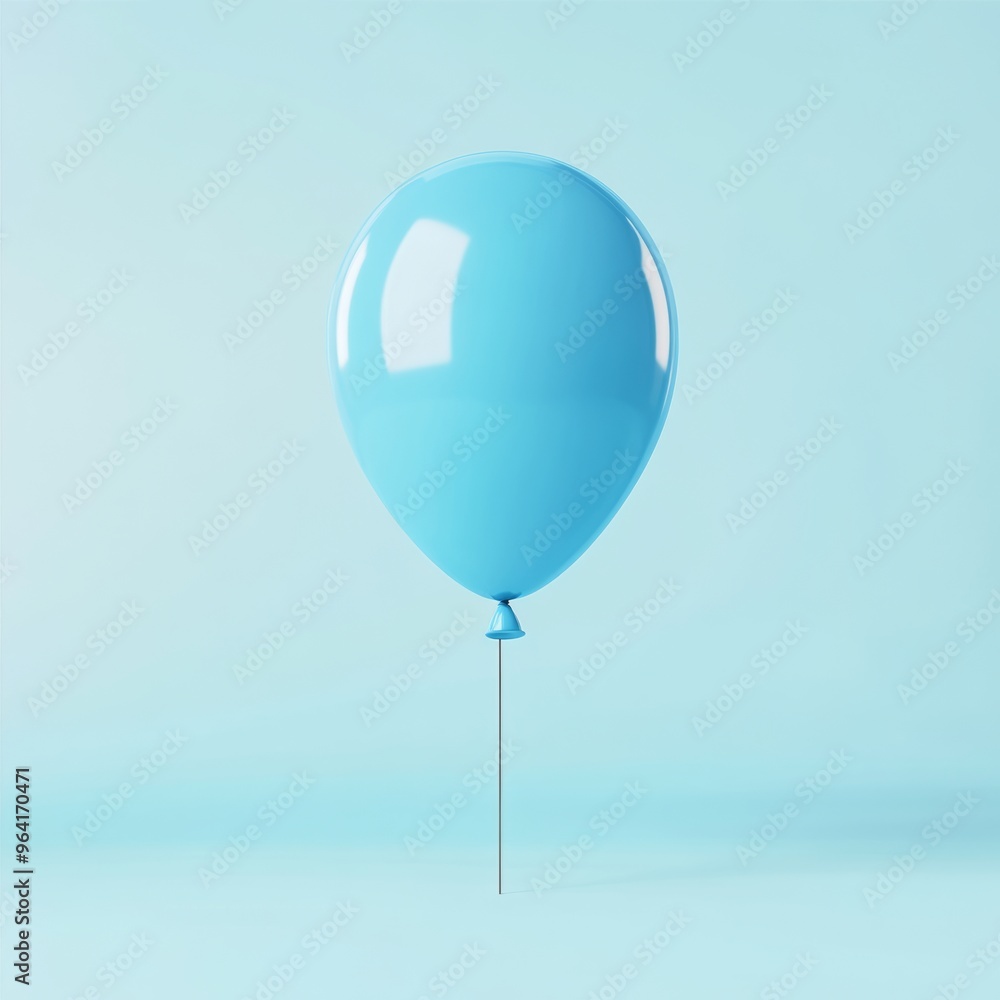 Poster a realistic 3d render of a floating balloon in a bright blue color, isolated on a soft gradient back