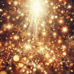Obraz premium gold Sparkling Lights Festive background with texture. Abstract Christmas twinkled bright bokeh defocused and Falling stars. Winter Card or invitation 