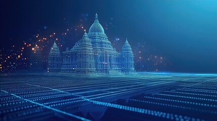 shri Ram Mandir Temple in Ayodhya,birth place Lord Rama, 22nd January ,f Pran Pratishtha of shri Ram.neon style