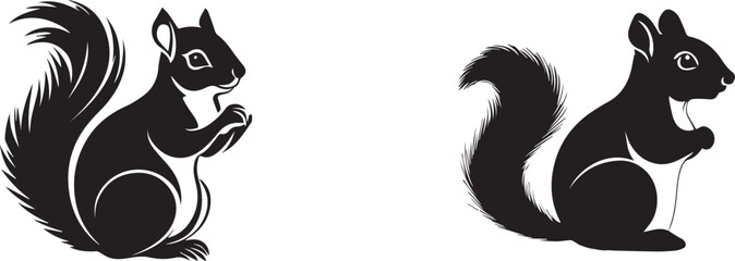 set of squirrel silhouette