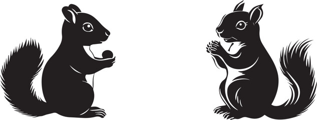 set of squirrel silhouette