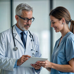 Generative ai enhancer , A female patient is consulting with a doctor, after carrying out a medical checkup test