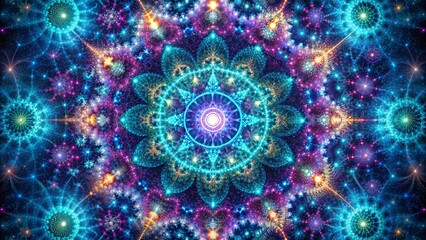 Abstract geometric cosmic pattern resembling a fractal design