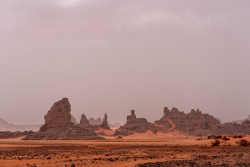 The Tadrart Rouge means Red Mountain. It is a mountain range in southeastern Algeria. The area has a rich array of rock art.