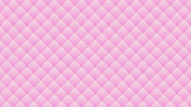 Upholstery quilted background animation. Pink leather texture sofa backdrop. 4K seamless loop animation
