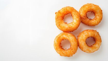 Fried breaded onion ring on white background