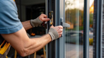 handyman repairing bifold doors stuck or misaligned.