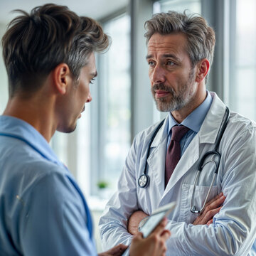 Generative Ai Enhance, A male patient is consulting with a doctor, after carrying out a medical checkup test