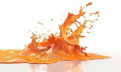 3D render Realistic of Orange splash best for commercial and Design purpose isolated on white background