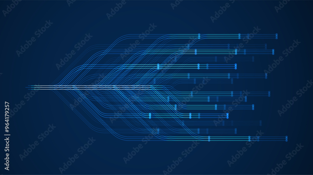Poster big data visualization. social network, financial analysis of complex databases. data mining. vector