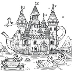 Naklejka premium Fairy Tale Castle Teapot House