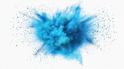 Bright cyan blue holi paint color powder festival explosion burst isolated on transparency...