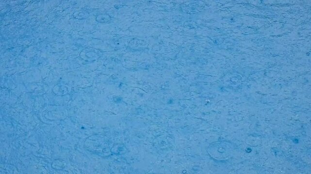Blue water with raining texture