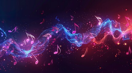 Fototapeta premium Continuous Music Line Art Note Vector Sketch Illustration