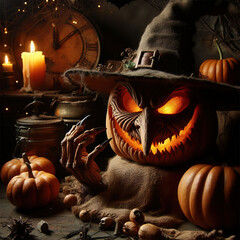 Halloween scary fantasy composition. Trick or treat.