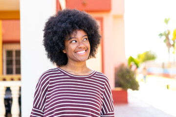 African American girl at outdoors . Portrait