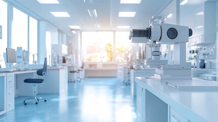 Cyberpunk Eye Clinic with Retro Decor and Modern Technology An ophthalmology clinic with a cyberpunk atmosphere decorated in a retro style with modern technology.Stock Photo with copy space