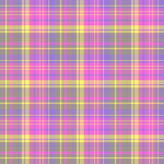 Seamless pattern in unique gray, pink, violet, yellow colors for plaid, fabric, textile, clothes, tablecloth and other things. Vector image.
