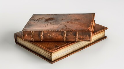 Obraz premium A pair of books with bookmarks sticking out, placed on a white background.