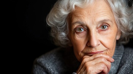 An older woman with a serious expression on her face, AI