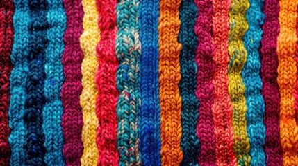 Colorful woolen background with stripes