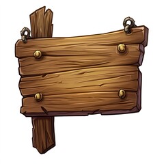 Fototapeta premium Side view of wooden sign UI sprite for mobile game design