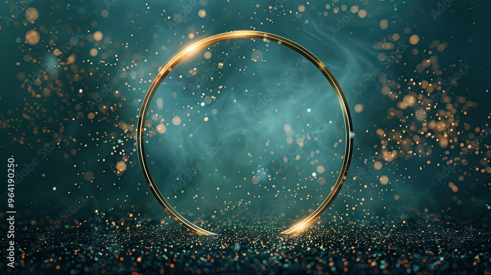 Aufkleber a glowing circular frame surrounded by shimmering particles and soft smoke, creating a mystical and 