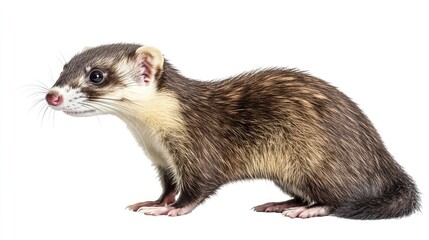 Obraz premium Ferrets pet side view full body isolate on transparency background PNG