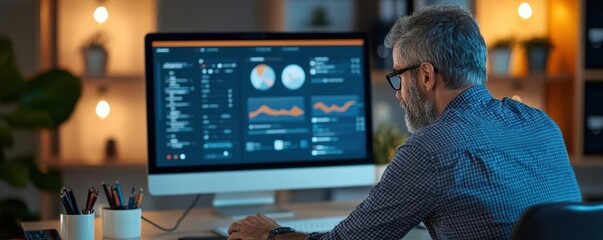 Professional man in a home office setting, working on a shared virtual document with colleagues, symbolizing teamwork and remote collaboration